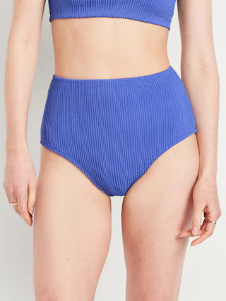 High-Waisted Textured Bikini Swim Bottoms | Old Navy (US)