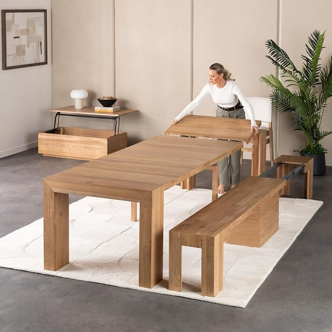 Transformer Table - Solid Wood Extendable Dining Table, Seats 2-12, Expandable Dining Room Table,... | Amazon (US)