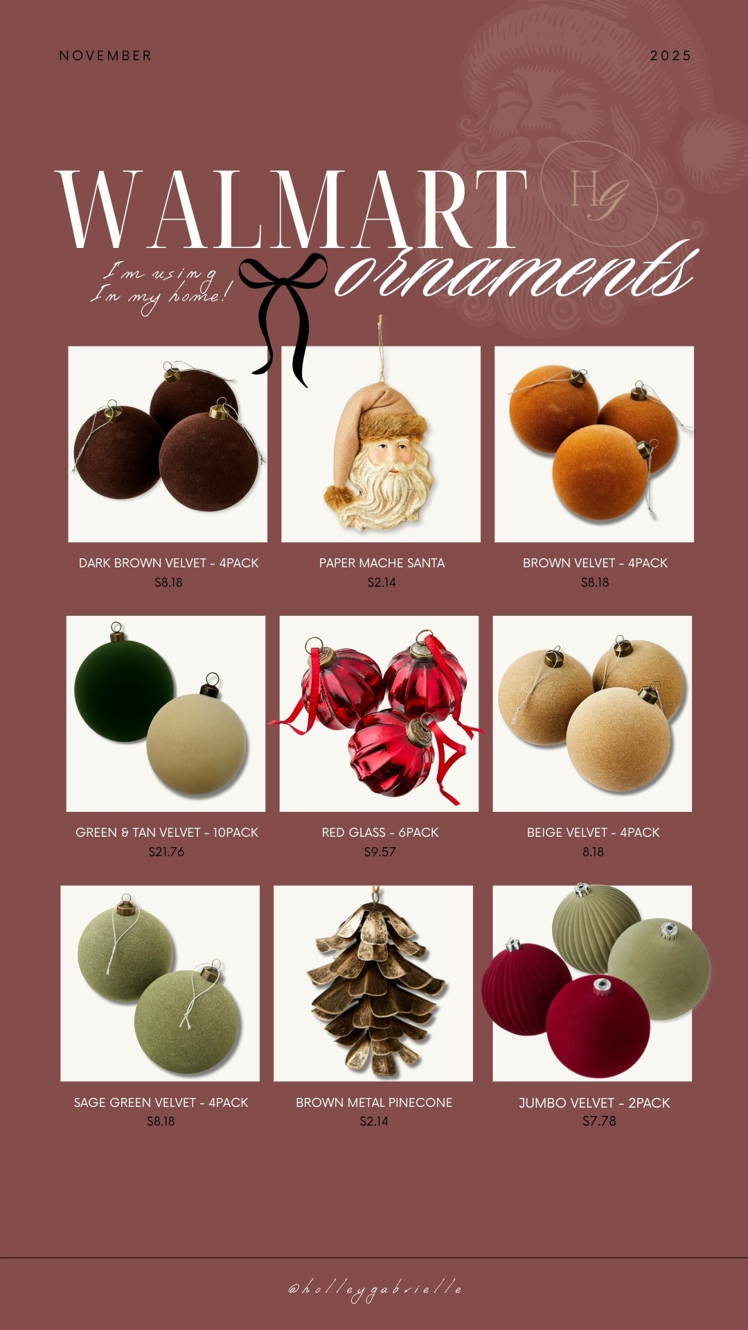All the Walmart ornaments I snagged for several trees this year! They are SOOO GOOD for the prices! ✨🎄 all were in stock last time I looked! 

Holiday decor / home / Walmart finds / cozy style / neutrals / Holley Gabrielle 

#LTKHome #LTKSeasonal #LTKHoliday