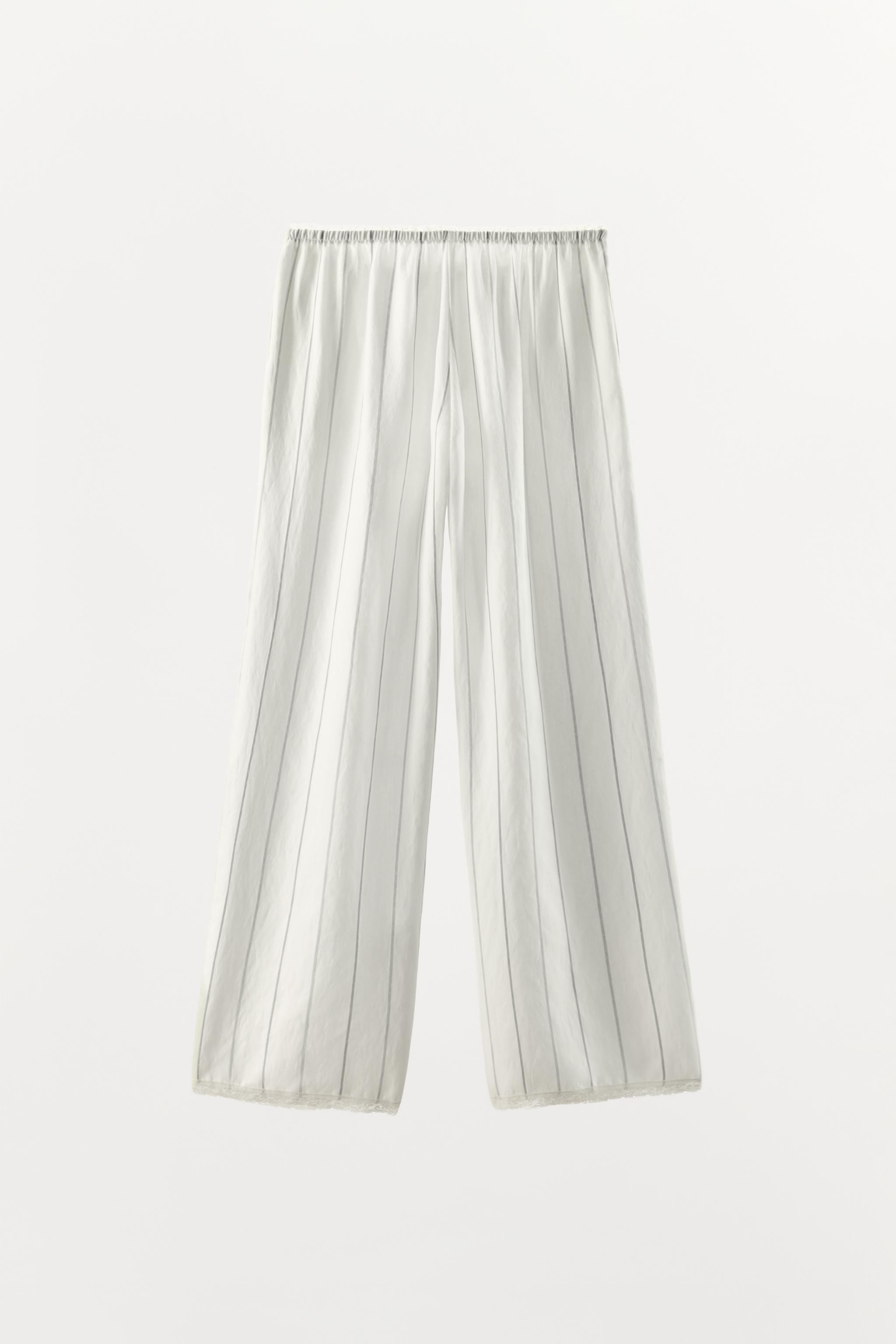 STRIPED LACE TRIM TROUSERS | Zara UK