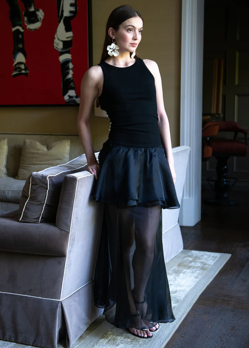 Monique Sheer Double Layer Mini Maxi Skirt - Black | Benaar La