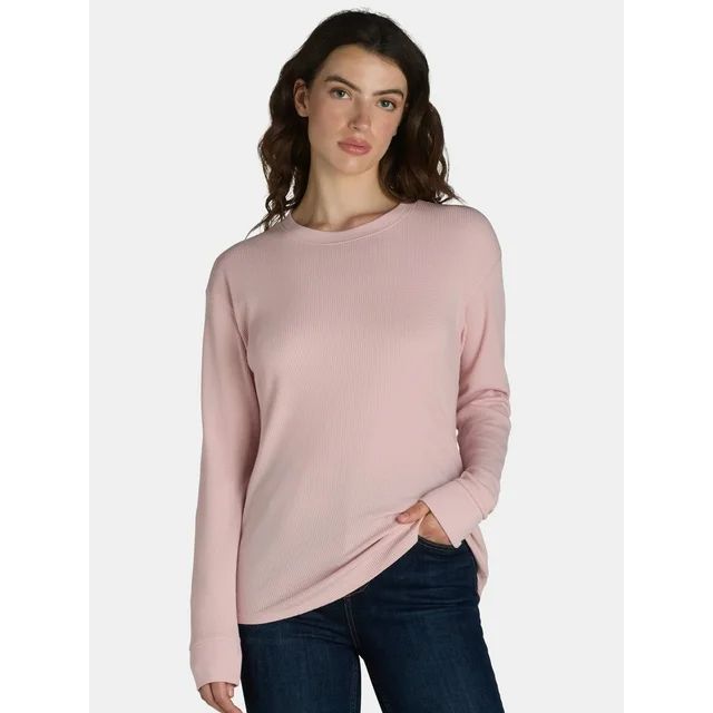 Time and Tru Women’s Essential Thermal T-Shirt with Long Sleeves, Sizes XS-XXXL | Walmart (US)