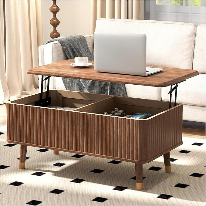 Lift Top Coffee Table with Storage,Mid Century Modern Coffee Table,Fluted Wood Coffee Table,Multi... | Amazon (US)