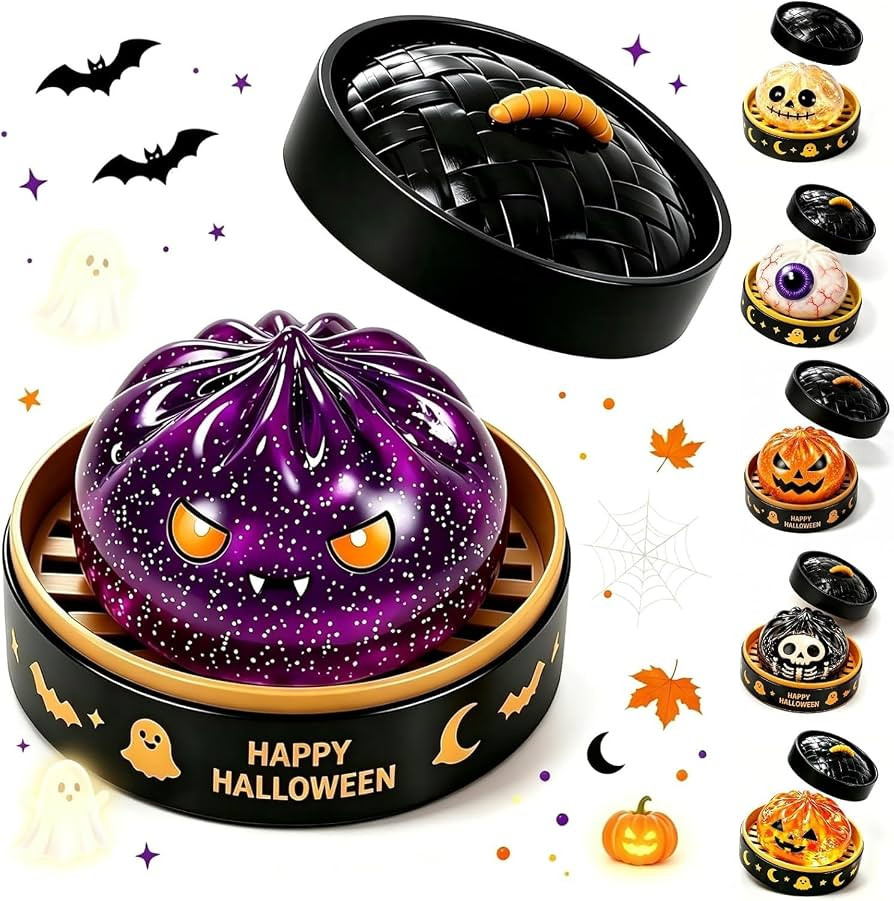 Halloween Glitter Dumpling SquishiesToys, Spooky Pumpkin Slow Rise Stress Ball Squeeze Toy with S... | Amazon (US)