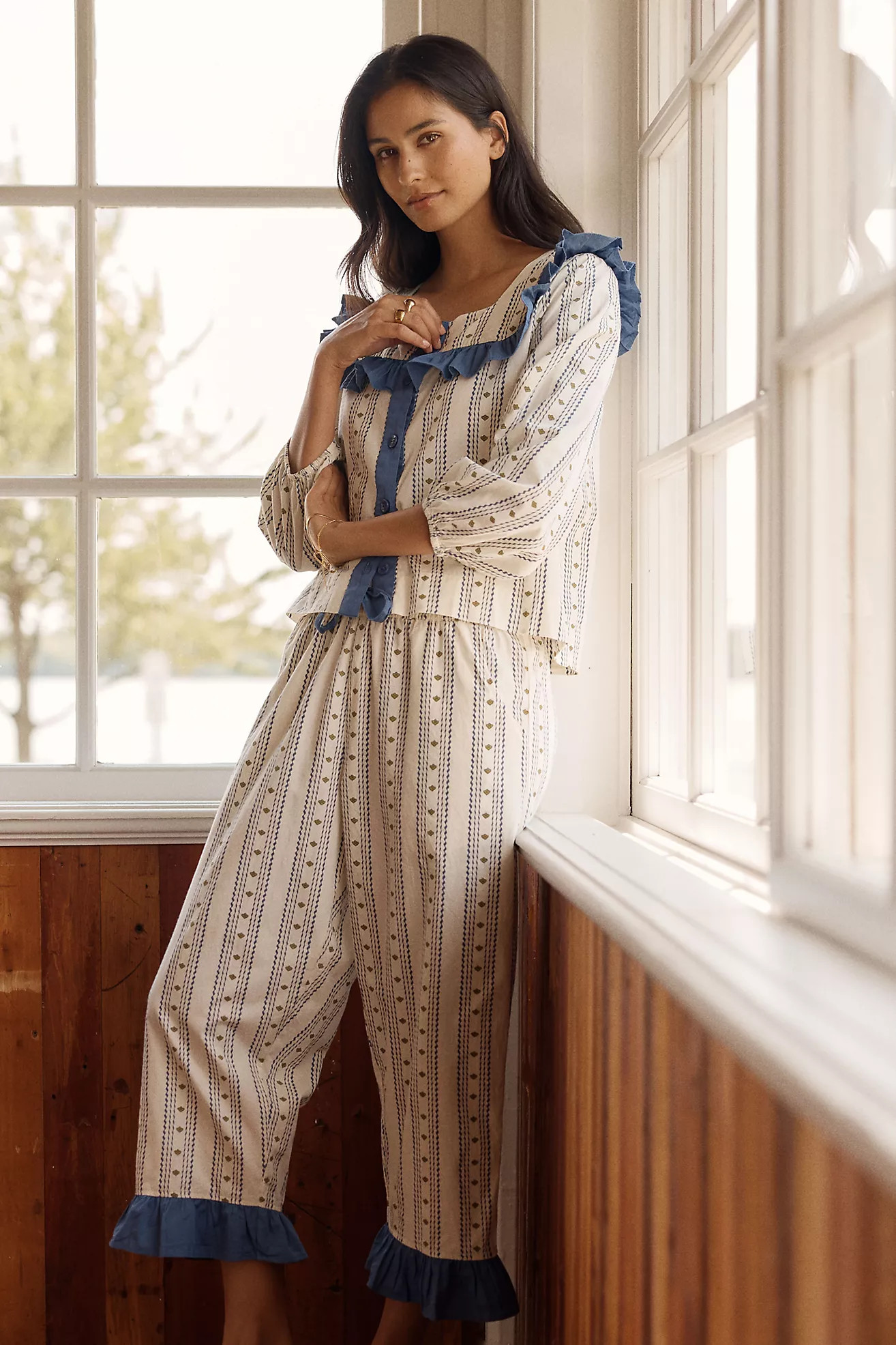 TBCo 100% Cotton Ruffled Pajama Set | Anthropologie (US)