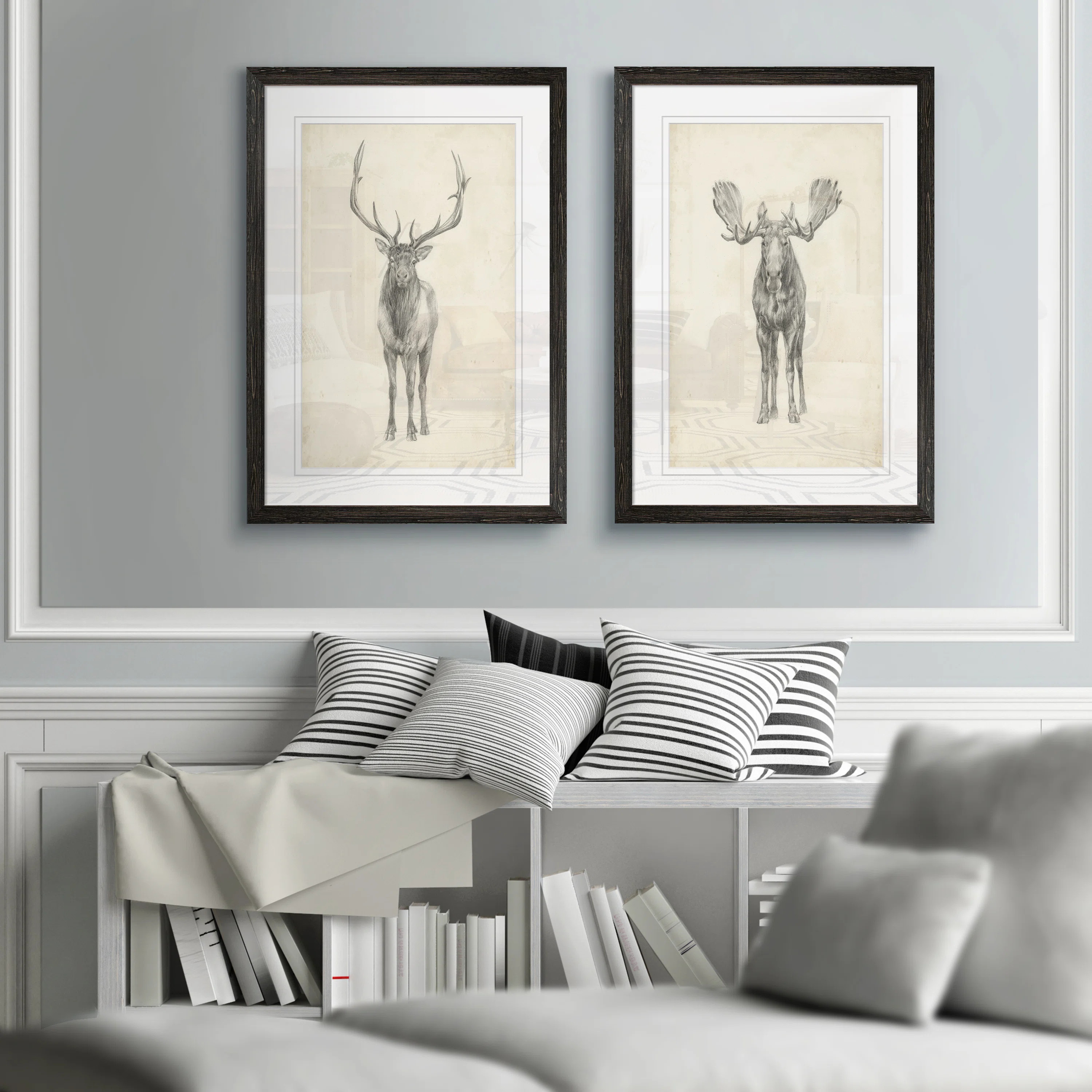 'Moose Study' by Antonyus Bunjamin (Abe) - 2 Piece Picture Frame Painting Print Set on Canvas | Wayfair North America