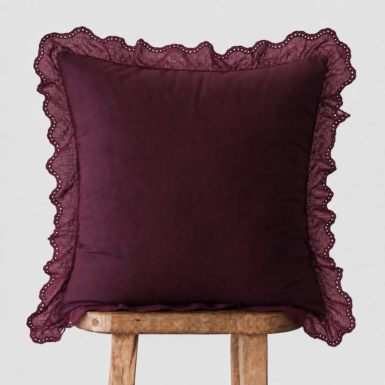Merlot Eyelet Ruffle Basics - 18" | 22" | 12x20" | 12x40" | Woven Nook