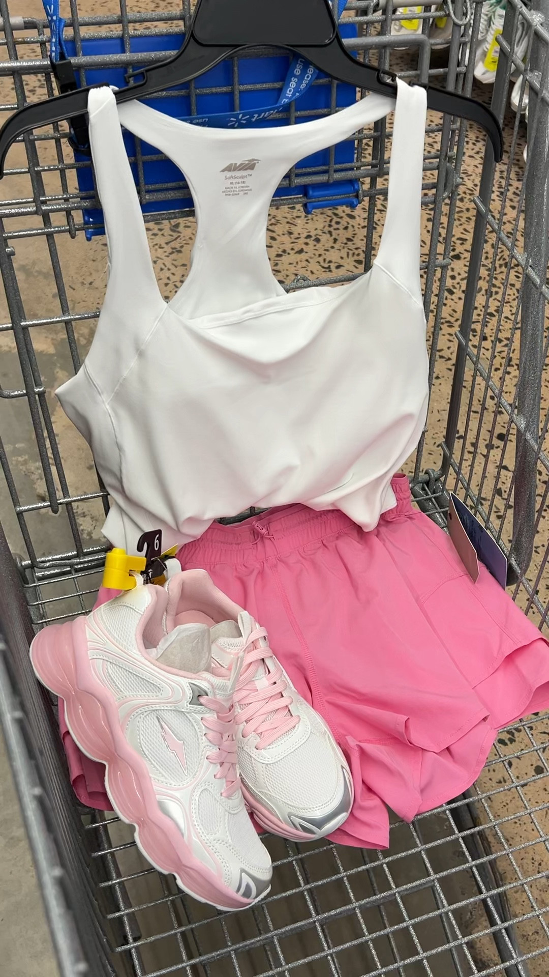 Walmart active outfit with this padded sports bra tank top and flowy shorts, bubble bottom sneakers! #walmartfashion 

#LTKActive