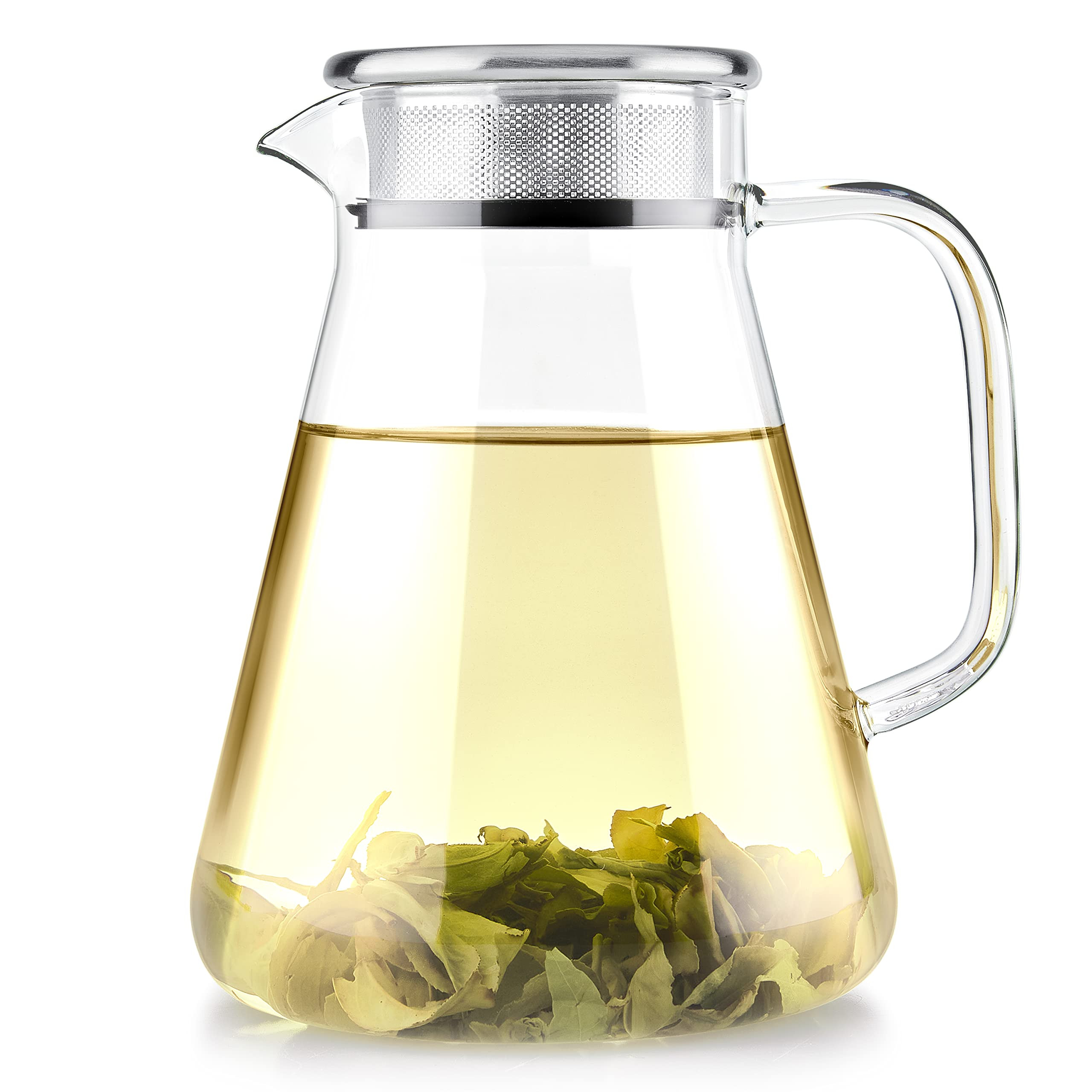 Teabloom One-Touch Tea Maker, 2-in-1 Teapot and Kettle with Stainless Steel Filter Lid for Loose Tea – Stain-Free Borosilicate Glass Teapot (40 Oz) – Tea Connoisseur's Choice | Amazon (US)