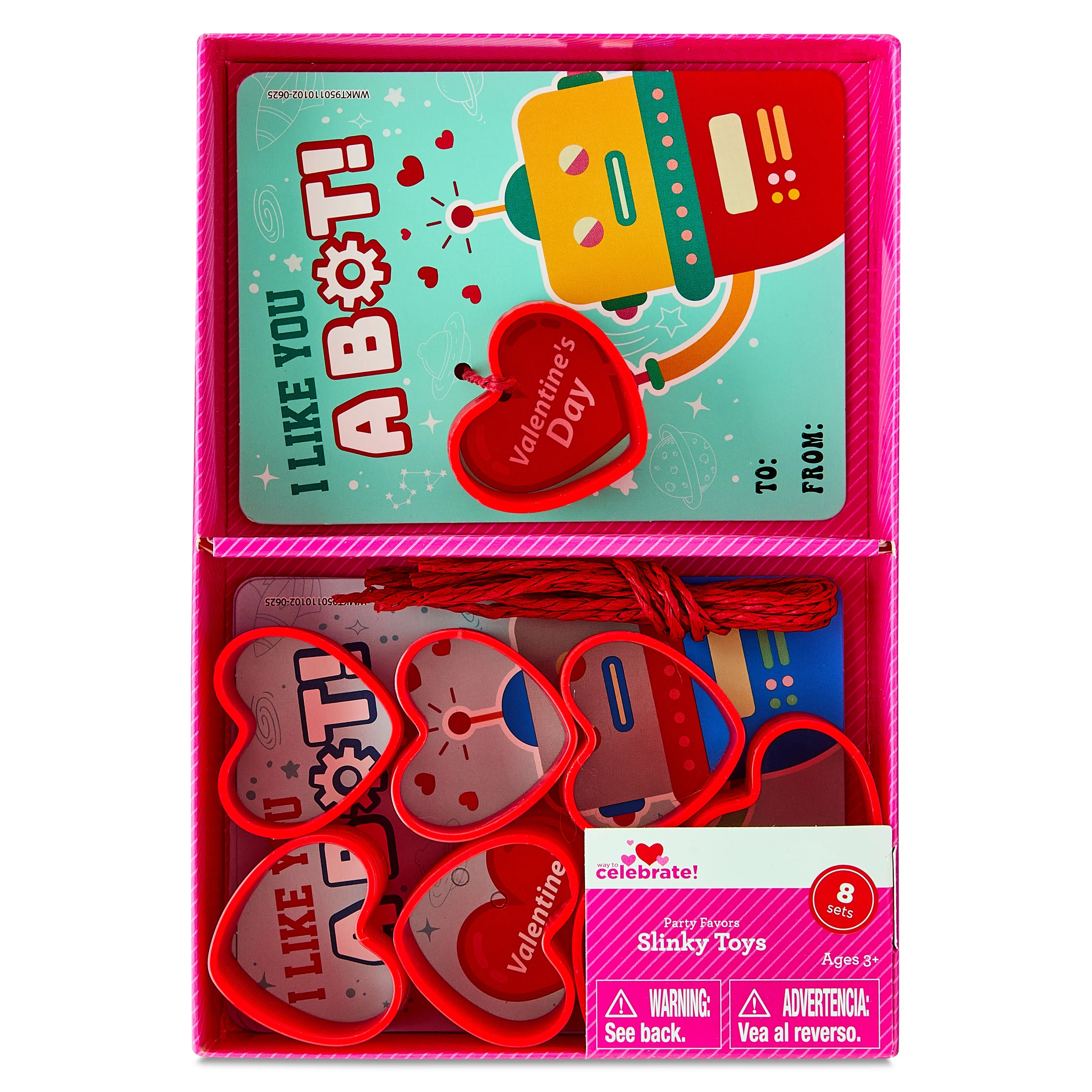 Classroom Exchange Cards with Heart-Shaped Slinky Party Favors, Red, 8 Count, Valentine's Day by ... | Walmart (US)