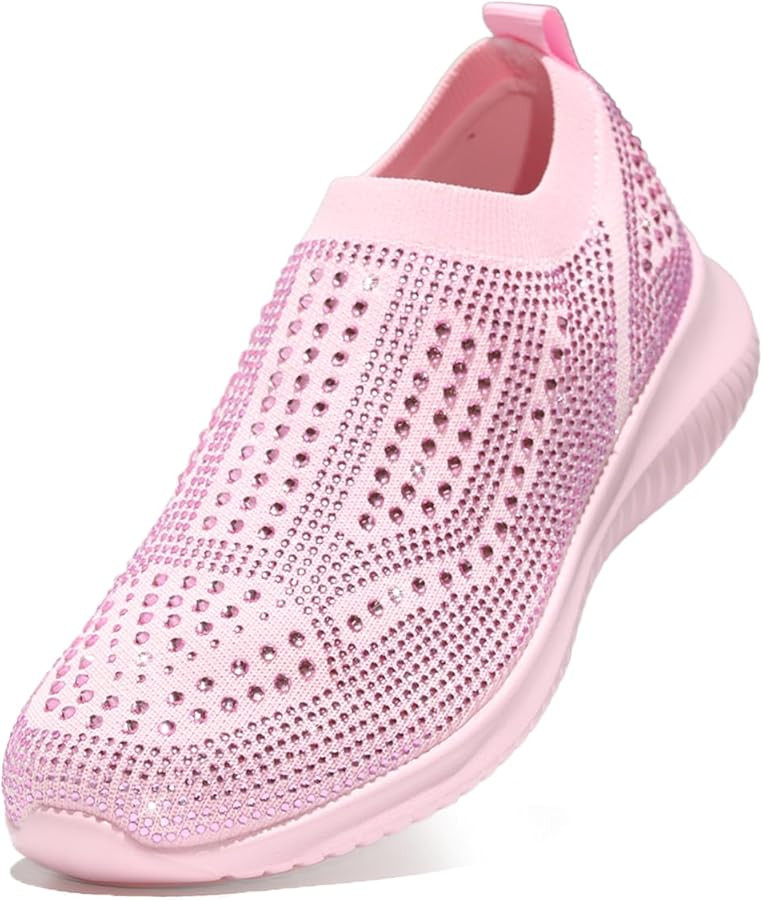SoleEase Women's Sparkly Rhinestone Shoes, Breathable & Lightweight Mesh Glitter Sneaker for Casu... | Amazon (US)