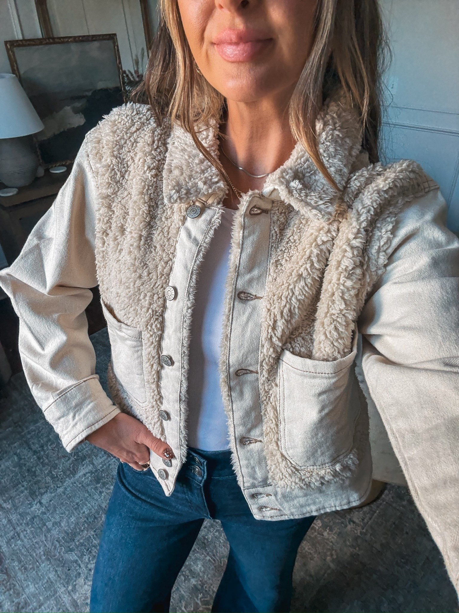 The cutest faux shearling jacket from Walmart! 

#LTKHoliday #LTKSeasonal #LTKStyleTip