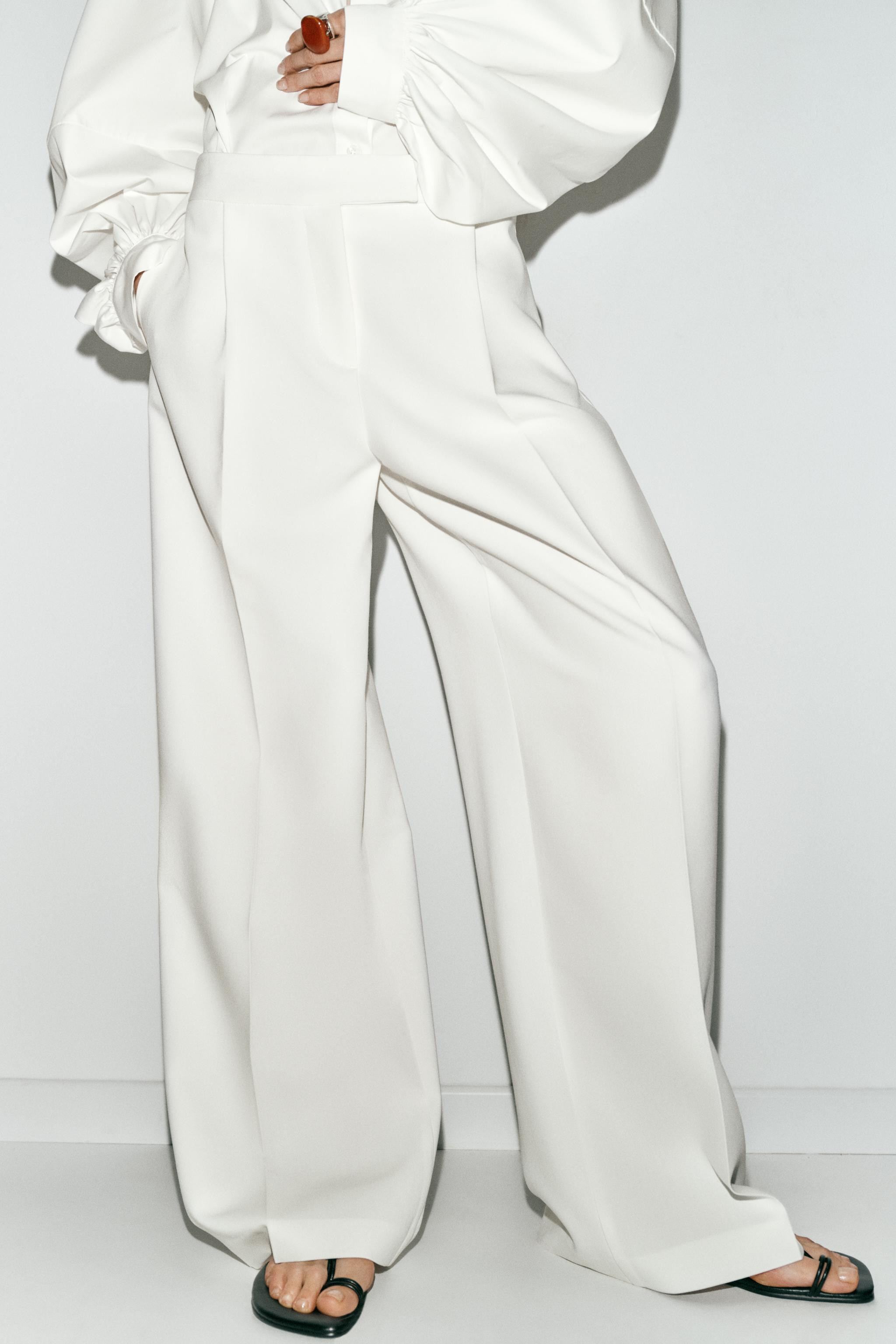 PLEATED WIDE LEG PANTS | Zara US