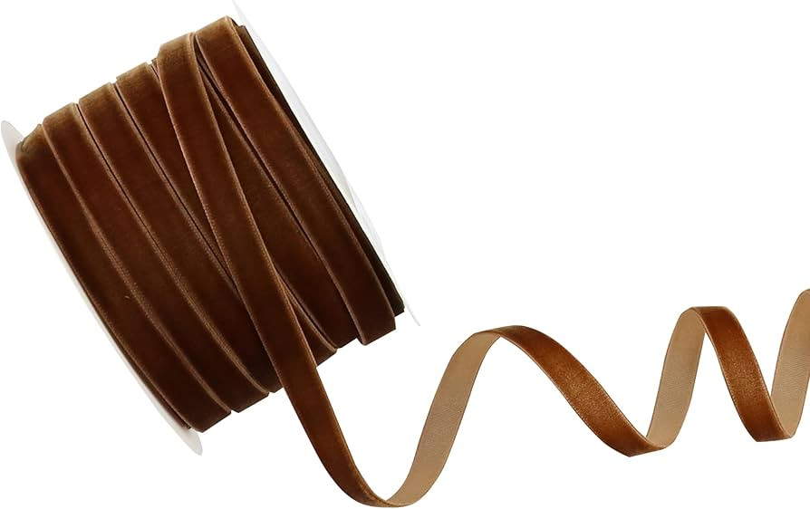 Brown Velvet Ribbon 3/8 Inch Single Face Dark Brown Thin Velvet Ribbon for Gift Wrapping, Brown R... | Amazon (US)