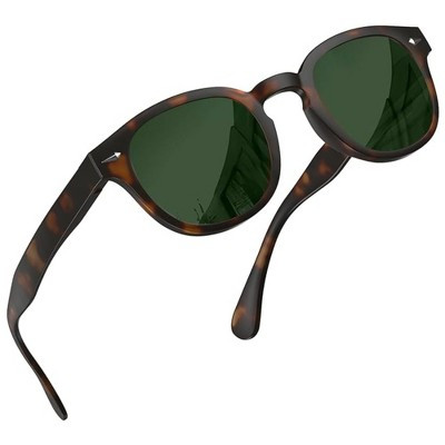 GRINDERPUNCH Polarized Round Sunglasses for Men & Women Retro Circle Frame Style - Tortoise Green Polarized | Target