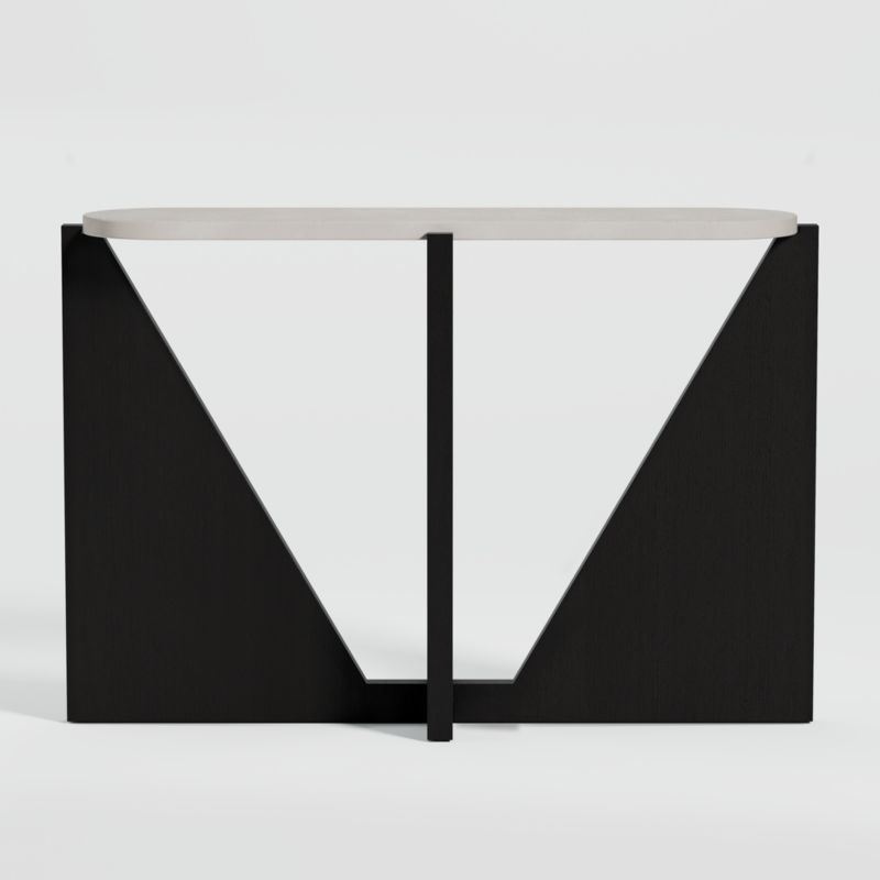 Miro Concrete Console Table with Black Wood Base + Reviews | Crate & Barrel | Crate & Barrel