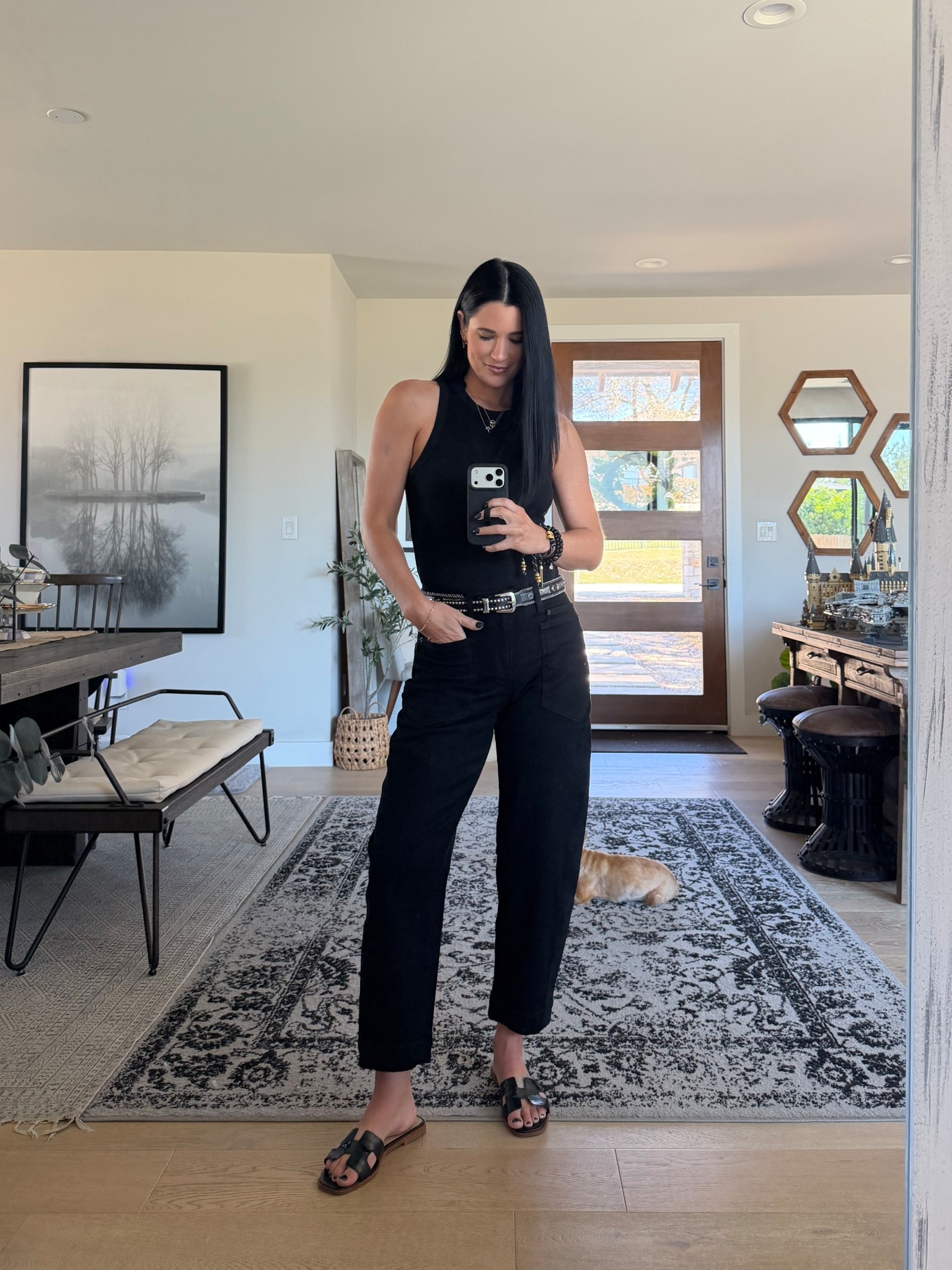 Just got these jeans in from Ruti and am obsessed!! Wearing a size 4. They’re so comfy and flattering. I linked my H sandals and my basic layering tank top.

