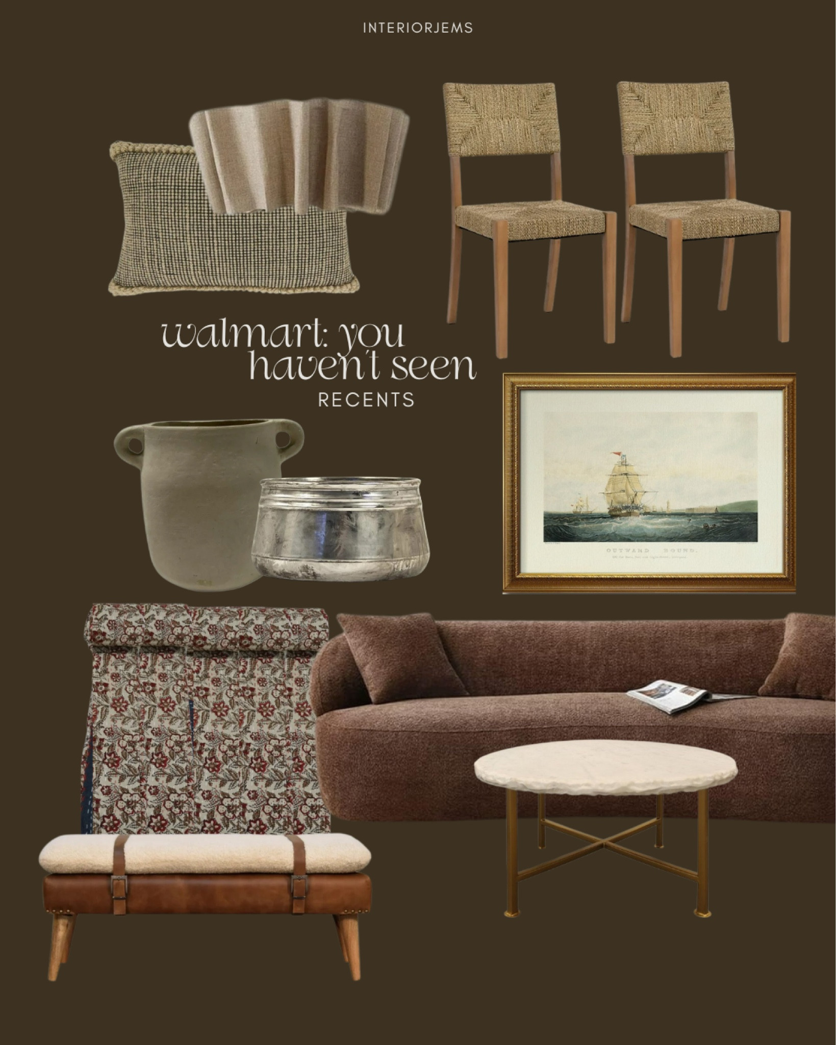 Walmart things you may not have seen, open dining chair, framed, and ready, art, large sofa, can the quilt, leather bench that has already sold out once, pendant, lighting, statement, lighting, vase

#LTKSaleAlert #LTKHome #LTKStyleTip