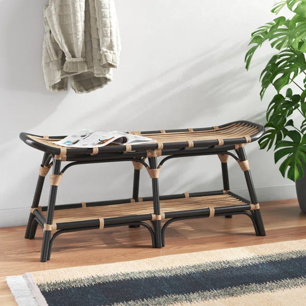 Erma Wicker Shelf Storage Bench | Wayfair North America