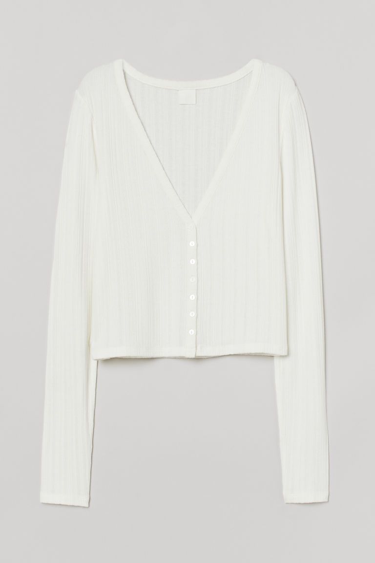 H & M - Rib-knit Cardigan - White | H&M (US + CA)