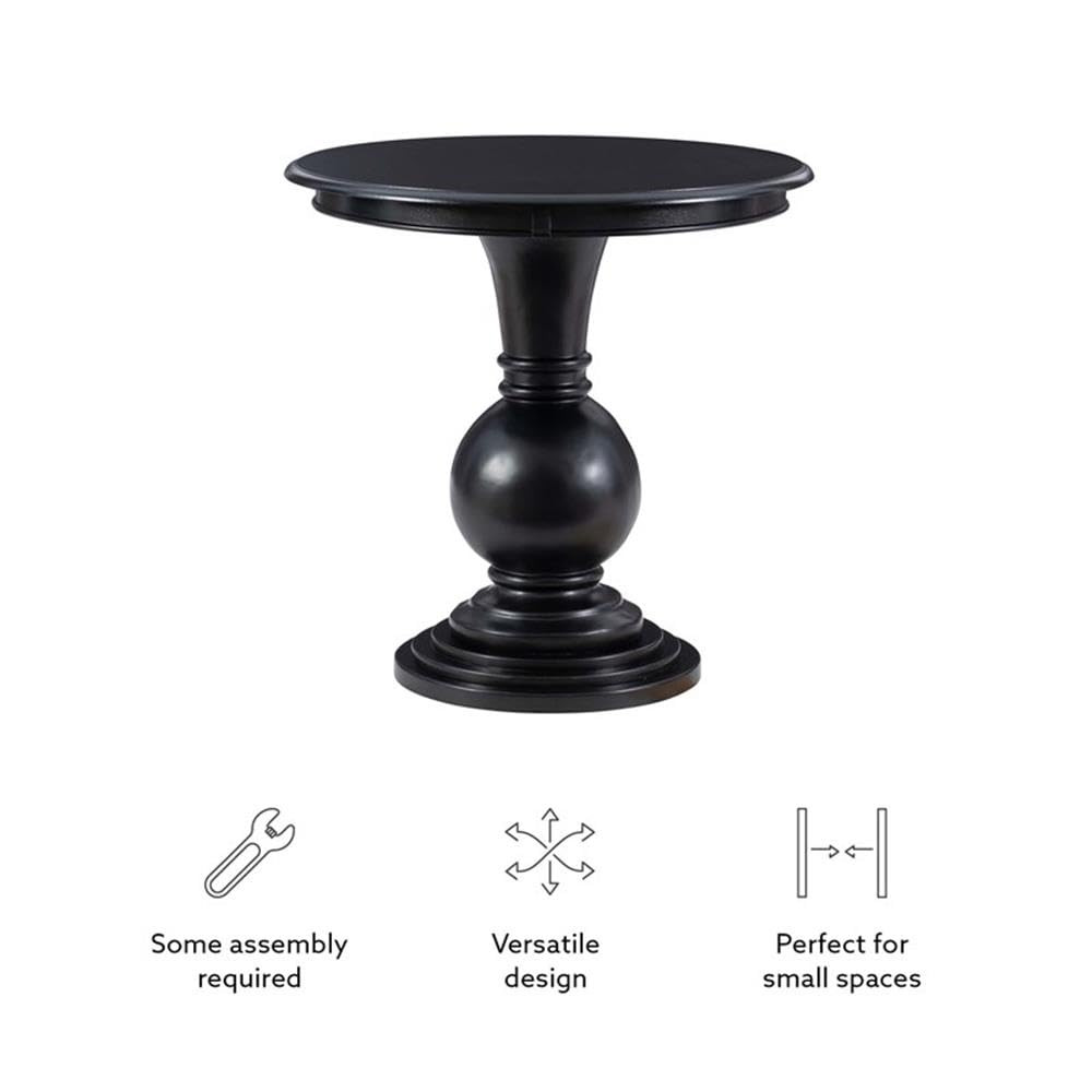 Linon Aspen Round Wood Accent Table Pedestal Base 26.5" High in Jet Black | Amazon (US)