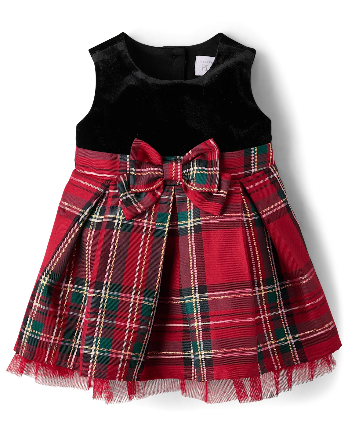 Baby Girls Matching Family Plaid Velour Fit And Flare Dress - classicred | The Children's Place