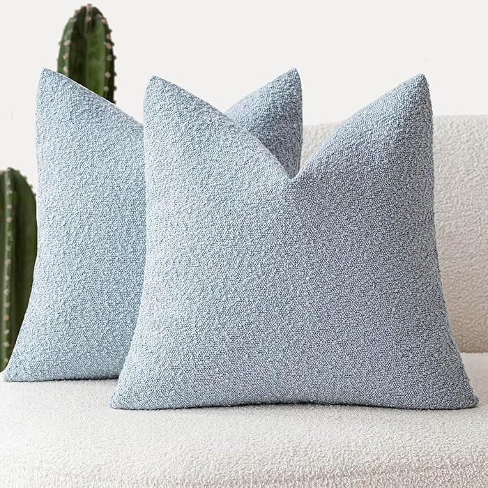 Foindtower Pack of 2 Modern Textured Boucle Throw Pillow Covers Accent Solid Decorative Pillow Ca... | Amazon (US)