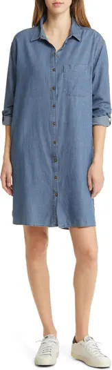 Caslon® Long Sleeve Chambray Shirtdress | Nordstrom | Nordstrom