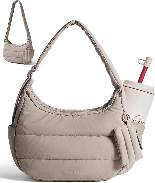 BAGSMART Shoulder Bag for Women Small Puffer Purses Crossbody Bag, Lightweight Fluffy Hobo Handba... | Amazon (US)