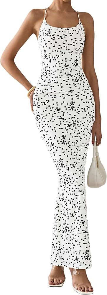 PRETTYGARDEN Maxi Dresses for Women 2025 Summer Halter Leopard Print Sleeveless Sexy Bodycon Crui... | Amazon (US)