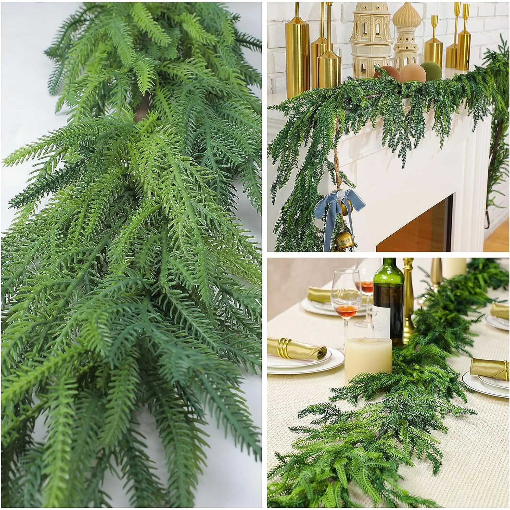 TETOU 9ft Christmas Garlands Norfolk Pine Garland Faux Greenery Pine Garland for Indoor Holiday D... | Walmart (US)