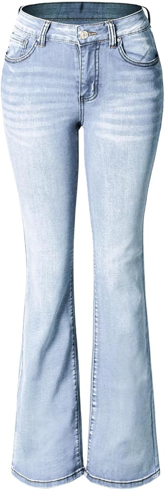 Design by Olivia Women's Sexy Stylish Flare Bell Bottom Slim Bootcut Jean | Amazon (US)