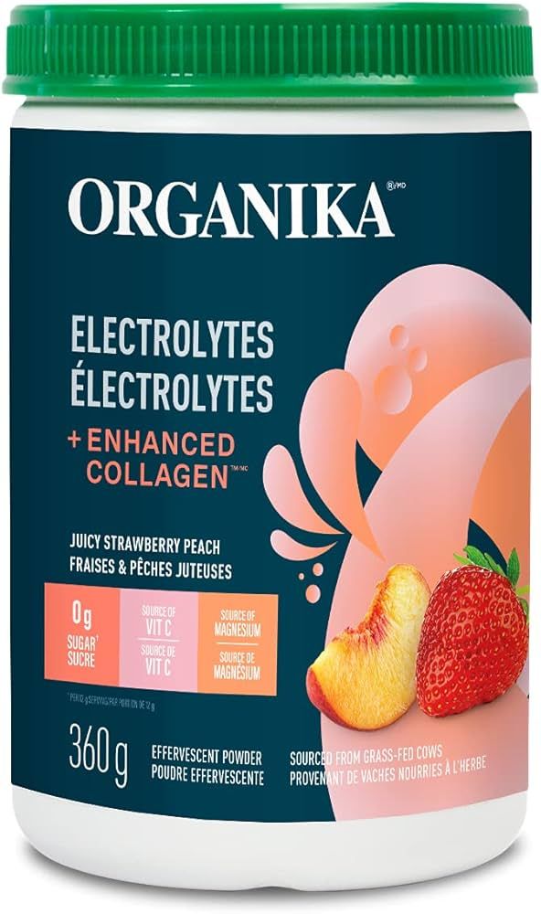 Organika Electrolytes + Enhanced Collagen- Strawberry Peach Flavour- Sugar-Free Hydration + Prote... | Amazon (CA)