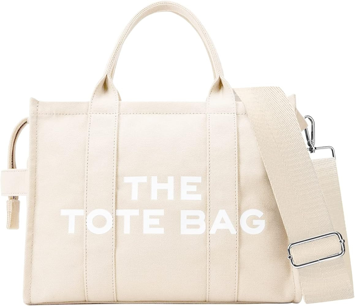 CuireeL Tote Bag for Women, Canvas Tote Bags with Zipper Handbag Tote Purse Crossbody Bags for Wo... | Amazon (US)