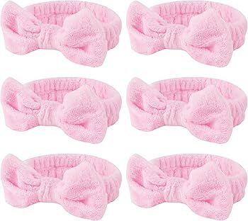 Casoty 6 Pcs Pink Spa Headband, Bow Hair Band, Hair Band for Washing Face, Makeup Headband, Skinc... | Amazon (US)