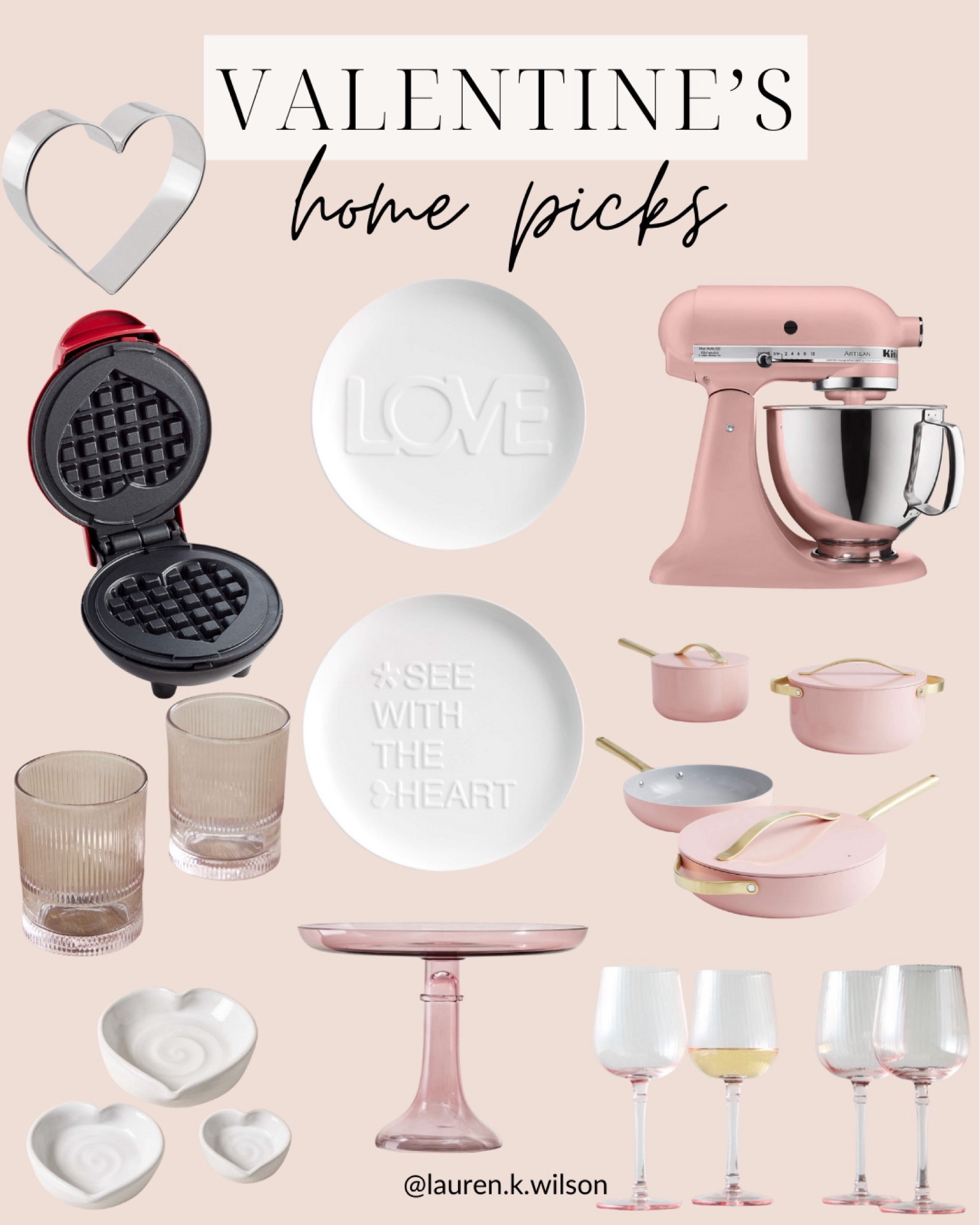 Valentine’s Day, home picks, waffle makers kitchen aid, plates, pots and pans, cake stand, wine glasses, marble plates, drinking glasses 

#LTKfindsunder100 #LTKfindsunder50 #LTKSeasonal