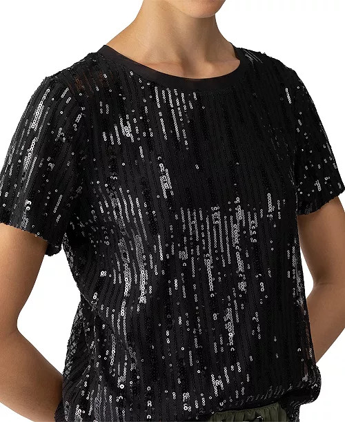 Sanctuary Women's Sequin Perfect Short-Sleeve T-Shirt  - Macy's | Macy's