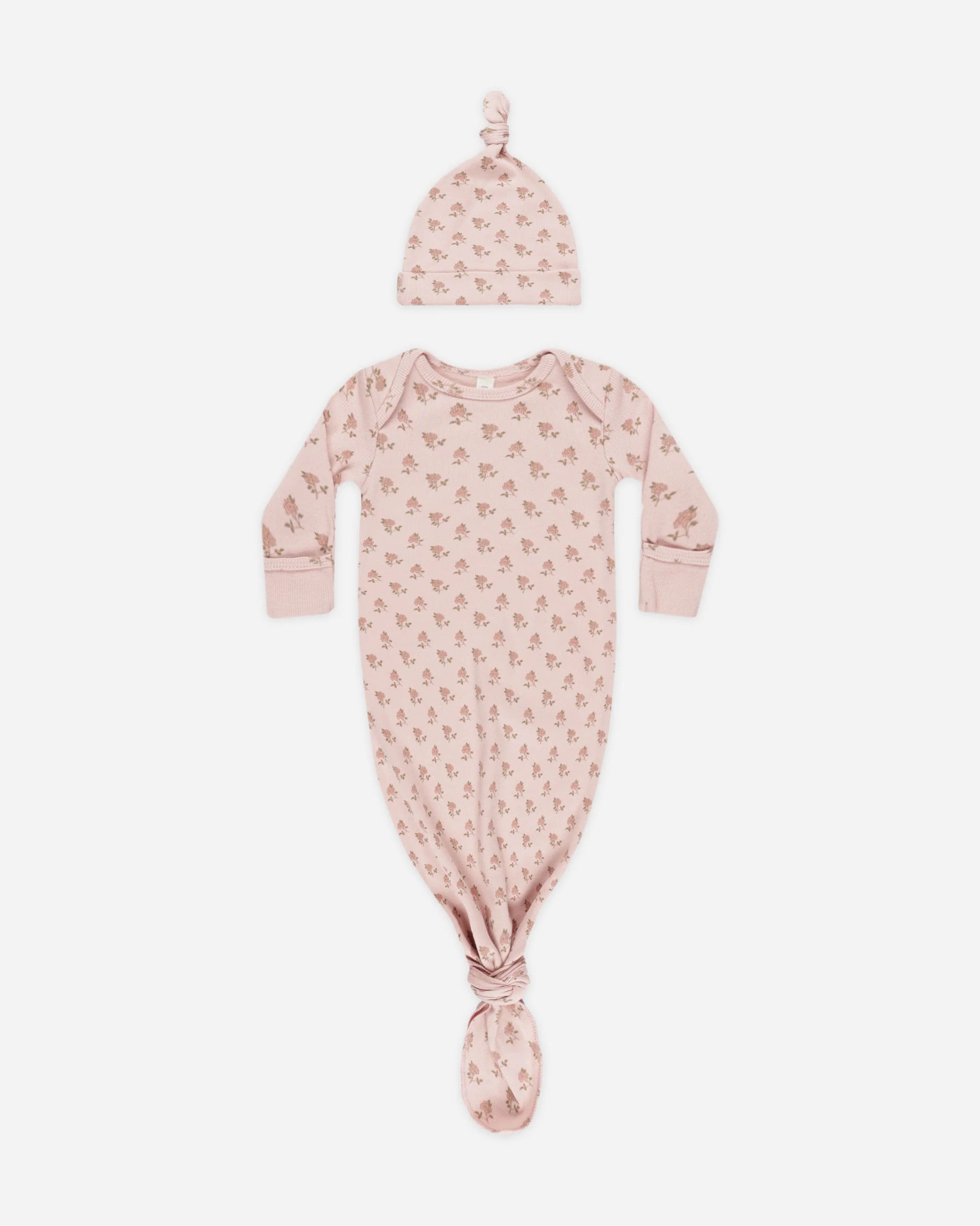 Knotted Baby Gown + Hat Set || Roses | Rylee + Cru