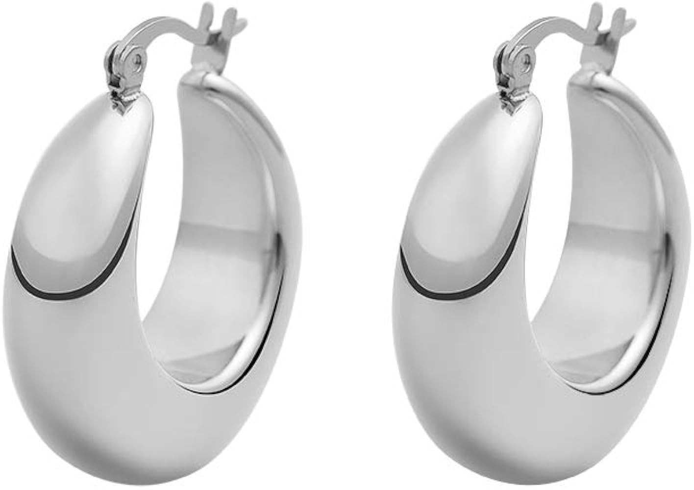 Edforce Stainless Steel Chunky Large Thick Rounded Tube Hoop Earrings | Amazon (US)