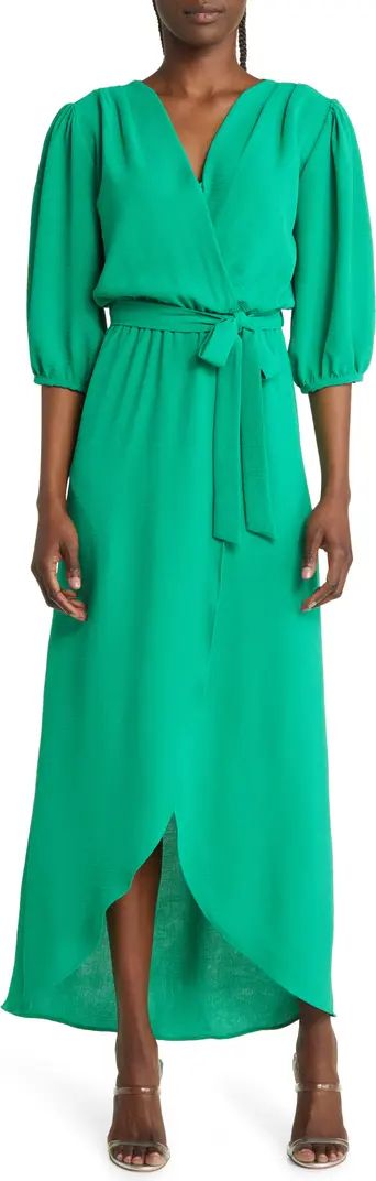 Fraiche by J Puff Sleeve Faux Wrap Maxi Dress | Nordstrom | Nordstrom