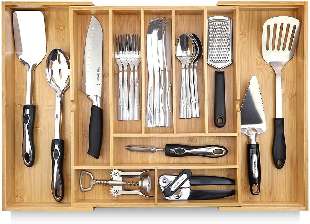 Silverware Organizer - Expandable Kitchen Drawer Organizer - Adjustable Kitchen Drawer Organizer ... | Amazon (US)