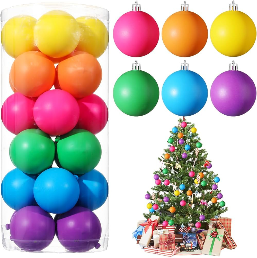 Christmas Ball Ornaments Neon Color Christmas Tree Decorations Xmas Tree Decor Colored Shatterpro... | Amazon (US)