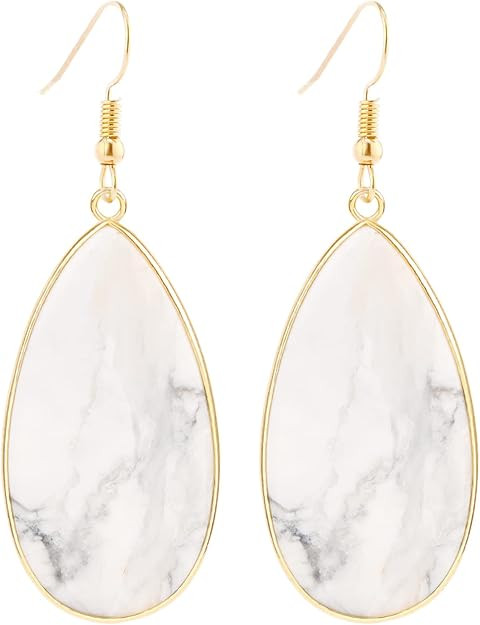 Natural Crystal Healing Stone Earrings Statement Teardrop Dangle Earrings for Women | Amazon (US)