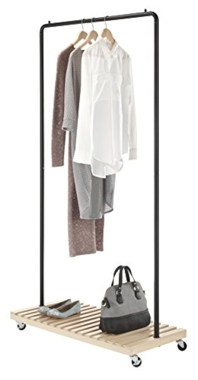 Whitmor Slat Wood Garment Rack - Freestanding Rolling Clothing Organizer - New Zealand Pine Shelf | Amazon (US)