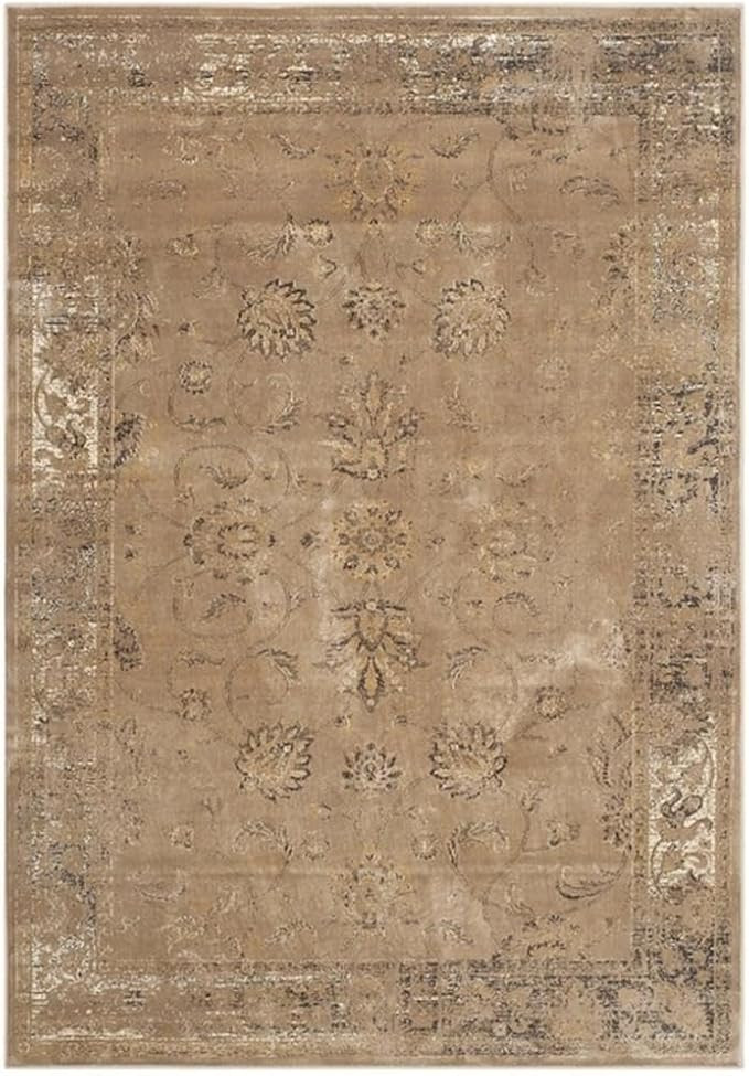 SAFAVIEH Vintage Collection Area Rug - 9' x 12', Taupe, Oriental Distressed Viscose Design, Ideal... | Amazon (US)