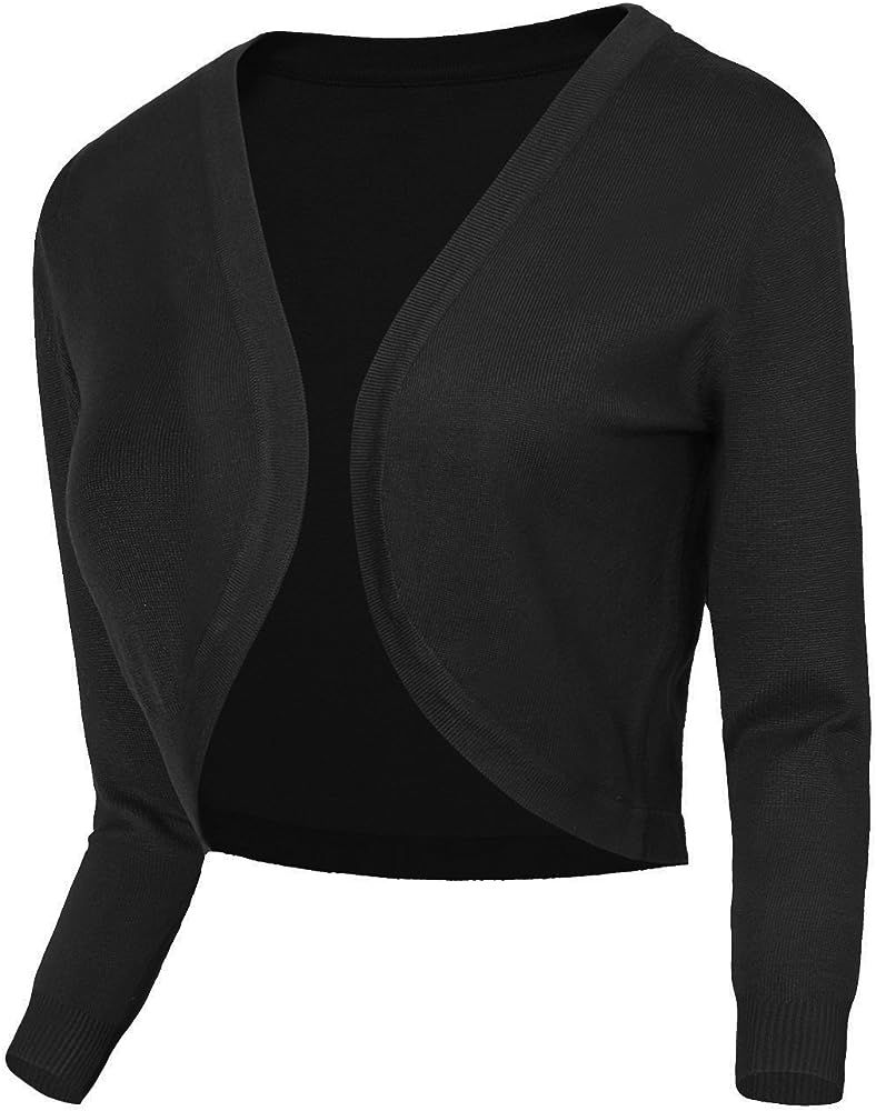 Women's Cropped Cardigan V-Neck Button Down Knitted Sweater 3/4 Sleeve | Amazon (US)