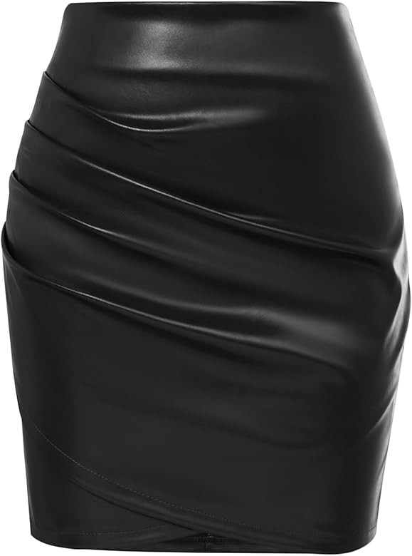 Kate Kasin Women's Ruched Skirts Elastic High Waist Wrap Slim Fit Bodycon Pencil Mini Skirt | Amazon (US)