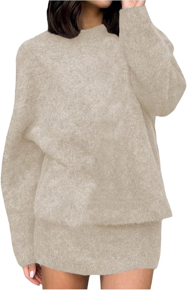 Verdusa Women's Sweater Skirt Set 2 Piece Pullover Sweaters with Skirt Comfy Matching Sets Fall O... | Amazon (US)