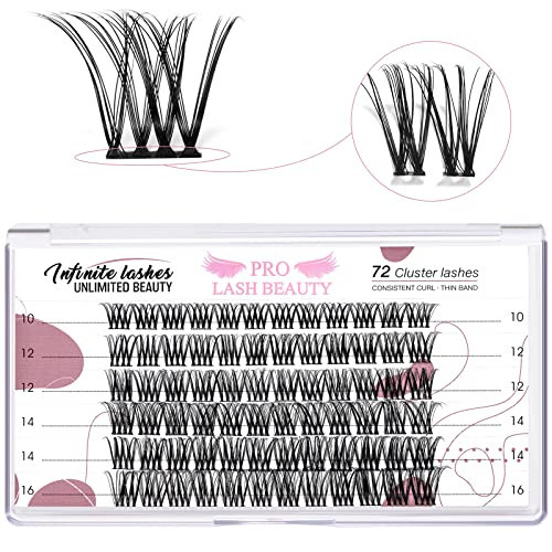 Cluster Lashes 72 Pcs Lash Clusters 2 in 1 DIY Eyelash Extension Individual Cluster Eyelashes Crush Style Self-Application Fluffy Super Thin Band Reusable Soft & Comfortable(Crush-D-10-16mix) | Amazon (US)