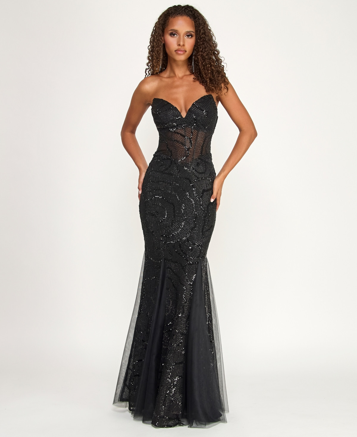 B Darlin Juniors' Sweetheart Mermaid Gown - Black | Macy's